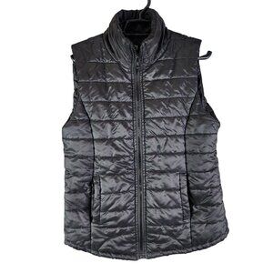 Womens Rue 21 Black Puffer Full Zip Vest Jacket Mock Neck Polyester Size M